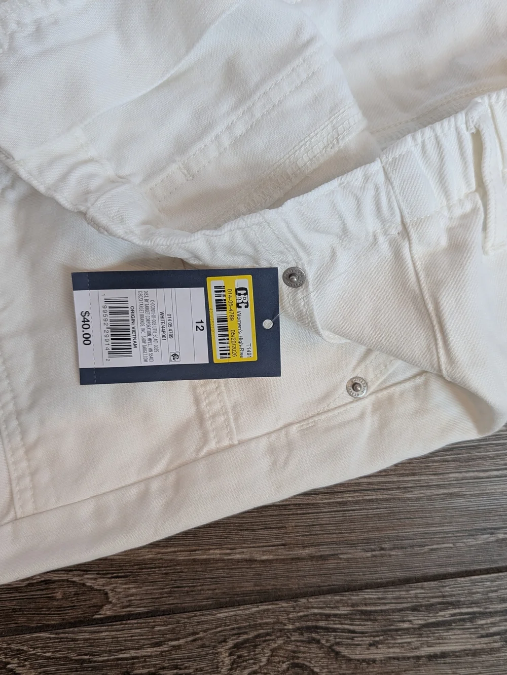 NWT White Pull On Utility Jeans Size 12 Universal Thread Quiet Luxury Coastal - Picture 3 of 10